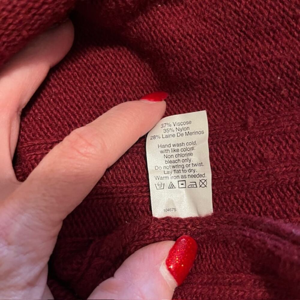J.Crew Women's Burgundy Wool Blend Sweater Cozy Knit Fall Winter  Size Medium - Picture 10 of 11
